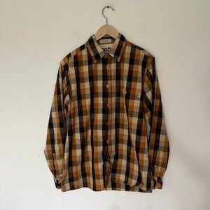Matix Marc Johnson Pro Series Plaid Button Down Shirt Mens Medium Orange Brown